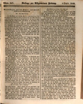 Allgemeine Zeitung. Beilage zur Allgemeinen Zeitung (Allgemeine Zeitung) Montag 4. September 1843