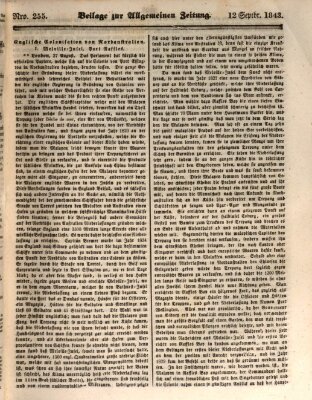 Allgemeine Zeitung. Beilage zur Allgemeinen Zeitung (Allgemeine Zeitung) Dienstag 12. September 1843