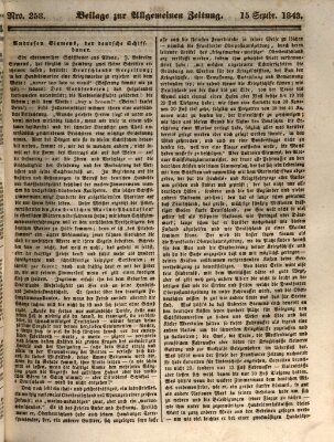 Allgemeine Zeitung. Beilage zur Allgemeinen Zeitung (Allgemeine Zeitung) Freitag 15. September 1843