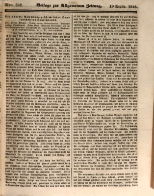 Allgemeine Zeitung. Beilage zur Allgemeinen Zeitung (Allgemeine Zeitung) Dienstag 19. September 1843