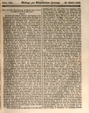 Allgemeine Zeitung. Beilage zur Allgemeinen Zeitung (Allgemeine Zeitung) Mittwoch 20. September 1843