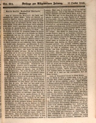 Allgemeine Zeitung. Beilage zur Allgemeinen Zeitung (Allgemeine Zeitung) Mittwoch 11. Oktober 1843