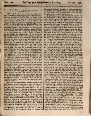 Allgemeine Zeitung. Beilage zur Allgemeinen Zeitung (Allgemeine Zeitung) Dienstag 7. November 1843