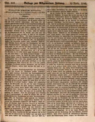 Allgemeine Zeitung. Beilage zur Allgemeinen Zeitung (Allgemeine Zeitung) Sonntag 12. November 1843