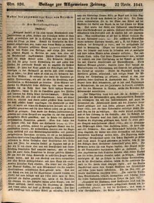 Allgemeine Zeitung. Beilage zur Allgemeinen Zeitung (Allgemeine Zeitung) Mittwoch 22. November 1843