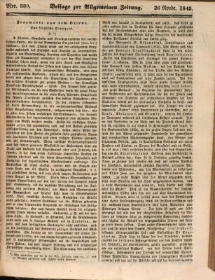 Allgemeine Zeitung. Beilage zur Allgemeinen Zeitung (Allgemeine Zeitung) Sonntag 26. November 1843