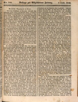 Allgemeine Zeitung. Beilage zur Allgemeinen Zeitung (Allgemeine Zeitung) Mittwoch 6. Dezember 1843