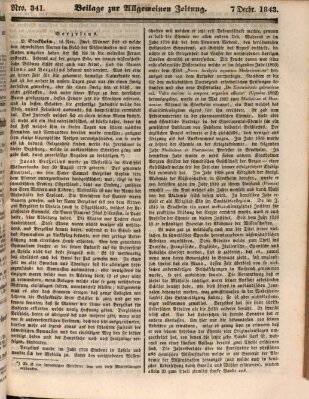 Allgemeine Zeitung. Beilage zur Allgemeinen Zeitung (Allgemeine Zeitung) Donnerstag 7. Dezember 1843