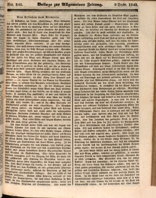 Allgemeine Zeitung. Beilage zur Allgemeinen Zeitung (Allgemeine Zeitung) Samstag 9. Dezember 1843