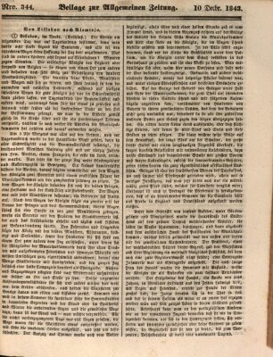 Allgemeine Zeitung. Beilage zur Allgemeinen Zeitung (Allgemeine Zeitung) Sonntag 10. Dezember 1843