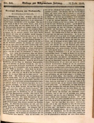 Allgemeine Zeitung. Beilage zur Allgemeinen Zeitung (Allgemeine Zeitung) Montag 11. Dezember 1843