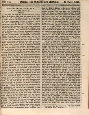 Allgemeine Zeitung. Beilage zur Allgemeinen Zeitung (Allgemeine Zeitung) Samstag 16. Dezember 1843