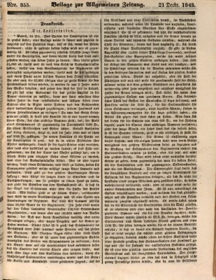 Allgemeine Zeitung. Beilage zur Allgemeinen Zeitung (Allgemeine Zeitung) Donnerstag 21. Dezember 1843