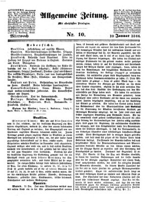 Allgemeine Zeitung Mittwoch 10. Januar 1844