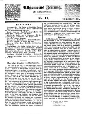 Allgemeine Zeitung Donnerstag 11. Januar 1844