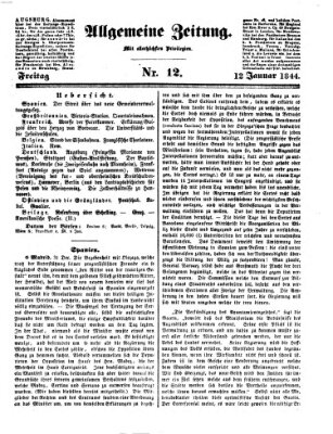 Allgemeine Zeitung Freitag 12. Januar 1844