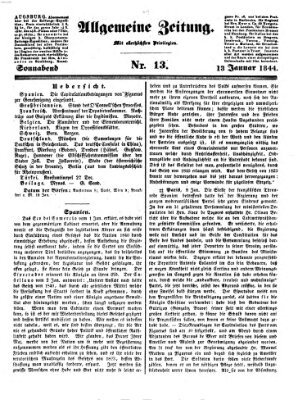 Allgemeine Zeitung Samstag 13. Januar 1844