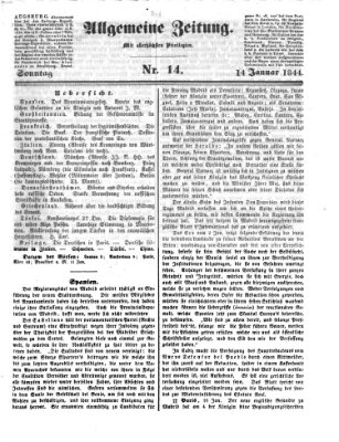 Allgemeine Zeitung Sonntag 14. Januar 1844