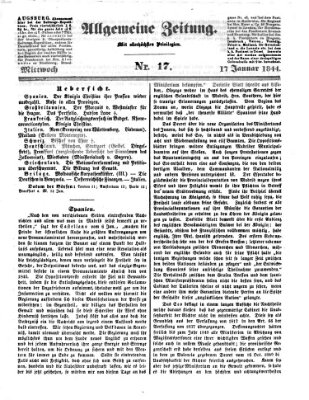 Allgemeine Zeitung Mittwoch 17. Januar 1844