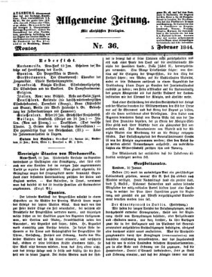 Allgemeine Zeitung Montag 5. Februar 1844