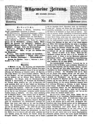 Allgemeine Zeitung Sonntag 11. Februar 1844