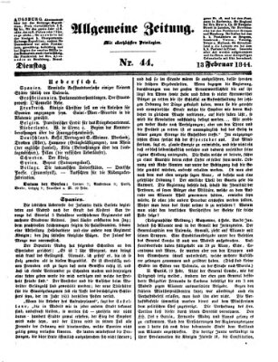 Allgemeine Zeitung Dienstag 13. Februar 1844