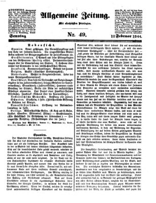 Allgemeine Zeitung Sonntag 18. Februar 1844