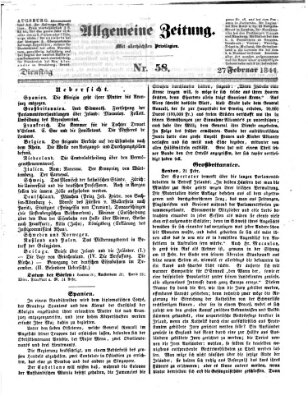 Allgemeine Zeitung Dienstag 27. Februar 1844