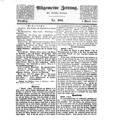 Allgemeine Zeitung Dienstag 9. April 1844