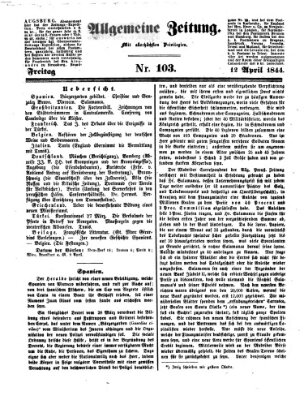 Allgemeine Zeitung Freitag 12. April 1844