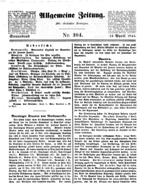 Allgemeine Zeitung Samstag 13. April 1844