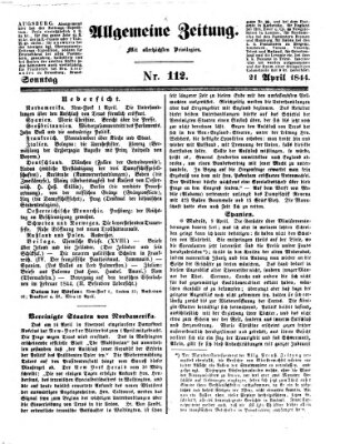 Allgemeine Zeitung Sonntag 21. April 1844