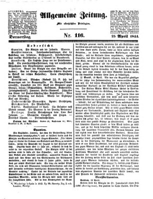 Allgemeine Zeitung Donnerstag 25. April 1844