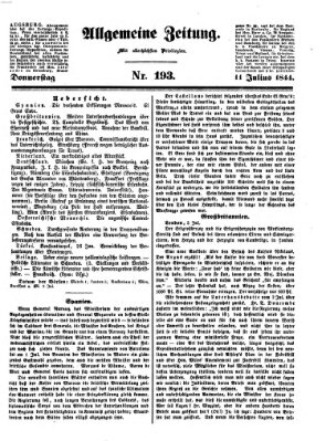 Allgemeine Zeitung Donnerstag 11. Juli 1844