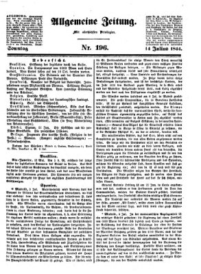 Allgemeine Zeitung Sonntag 14. Juli 1844