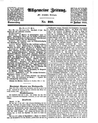 Allgemeine Zeitung Donnerstag 18. Juli 1844