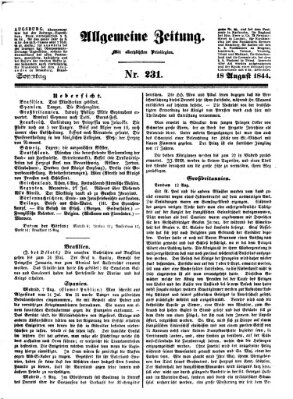 Allgemeine Zeitung Sonntag 18. August 1844