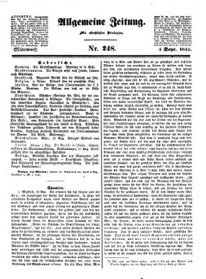 Allgemeine Zeitung Mittwoch 4. September 1844