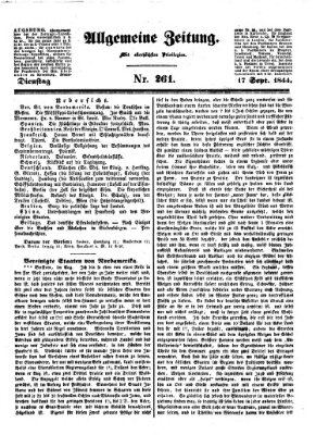 Allgemeine Zeitung Dienstag 17. September 1844