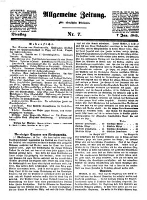 Allgemeine Zeitung Dienstag 7. Januar 1845