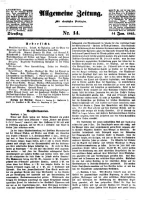 Allgemeine Zeitung Dienstag 14. Januar 1845