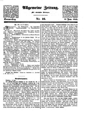 Allgemeine Zeitung Donnerstag 16. Januar 1845