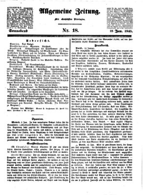 Allgemeine Zeitung Samstag 18. Januar 1845