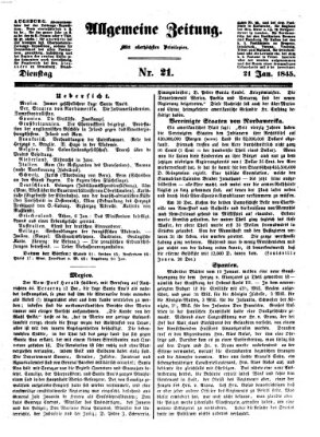 Allgemeine Zeitung Dienstag 21. Januar 1845