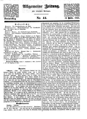 Allgemeine Zeitung Donnerstag 13. Februar 1845