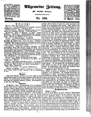 Allgemeine Zeitung Freitag 18. April 1845