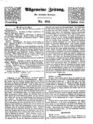 Allgemeine Zeitung Donnerstag 3. Juli 1845