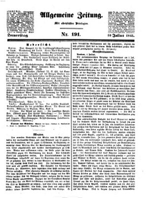 Allgemeine Zeitung Donnerstag 10. Juli 1845