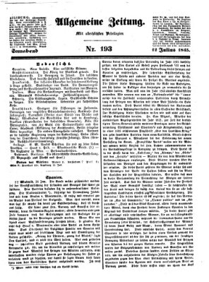 Allgemeine Zeitung Samstag 12. Juli 1845