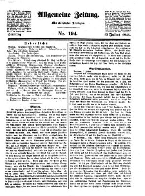 Allgemeine Zeitung Sonntag 13. Juli 1845